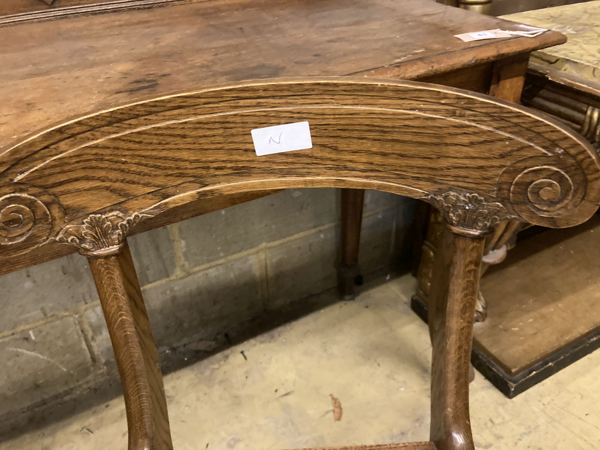 An early Victorian oak console table, width 126cm depth 58cm height 96cm